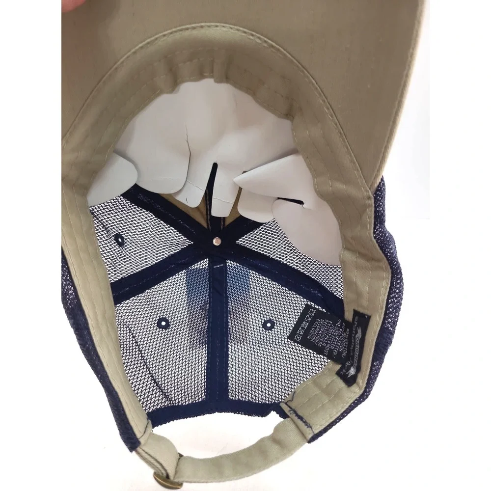 Panama Jack Slideback Baseball Cap U.S. Flag Beige Blue Mesh OS Embroidered
